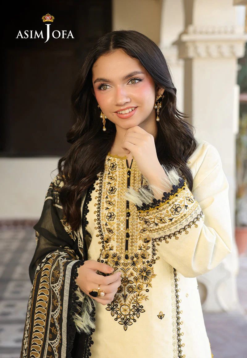 ASIM JOFA - 3PC LAWN EMBROIDERED SHIRT WITH MONARK PRINTED DUPATTA AND TROUSER -BIC-3728