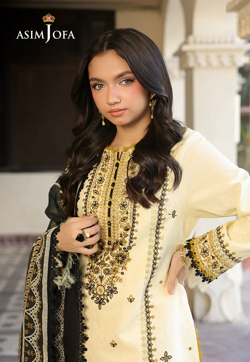 ASIM JOFA - 3PC LAWN EMBROIDERED SHIRT WITH MONARK PRINTED DUPATTA AND TROUSER -BIC-3728