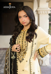 ASIM JOFA - 3PC LAWN EMBROIDERED SHIRT WITH MONARK PRINTED DUPATTA AND TROUSER -BIC-3728