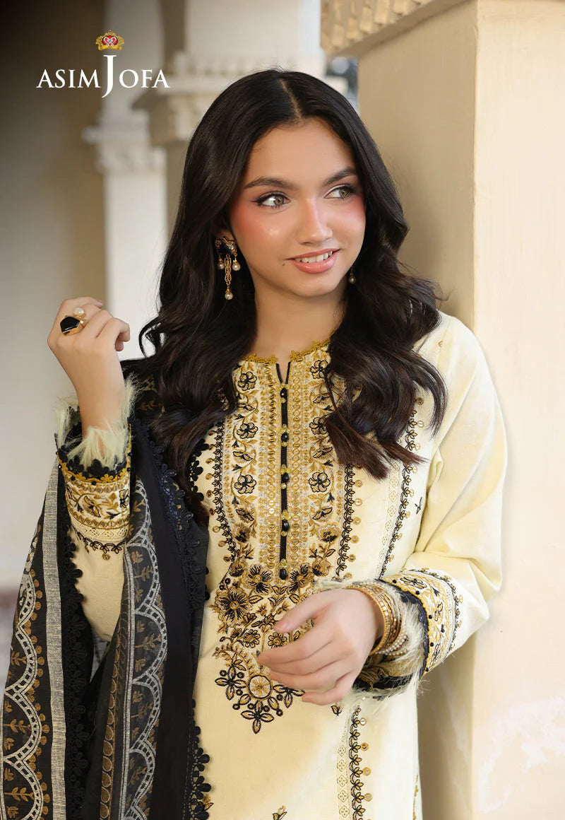 ASIM JOFA - 3PC LAWN EMBROIDERED SHIRT WITH MONARK PRINTED DUPATTA AND TROUSER -BIC-3728