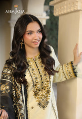 ASIM JOFA - 3PC LAWN EMBROIDERED SHIRT WITH MONARK PRINTED DUPATTA AND TROUSER -BIC-3728