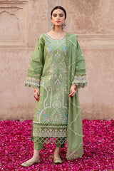 MAHNUR - 3PC LAWN EMBROIDERED SHIRT WITH CHIFFON EMBROIDERED DUPATTA AND TROUSER-BIC-3778