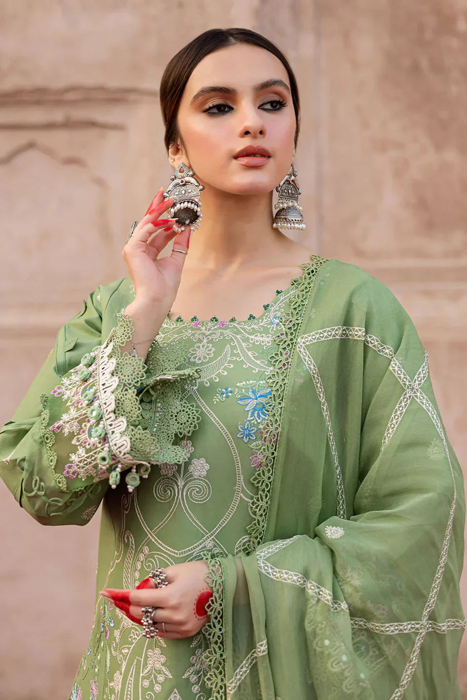 MAHNUR - 3PC LAWN EMBROIDERED SHIRT WITH CHIFFON EMBROIDERED DUPATTA AND TROUSER-BIC-3778
