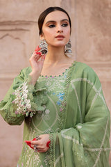 MAHNUR - 3PC LAWN EMBROIDERED SHIRT WITH CHIFFON EMBROIDERED DUPATTA AND TROUSER-BIC-3778